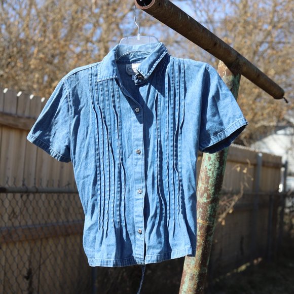 Vintage Stonebridge Petites | Denim Short Sleeve - Picture 4 of 12